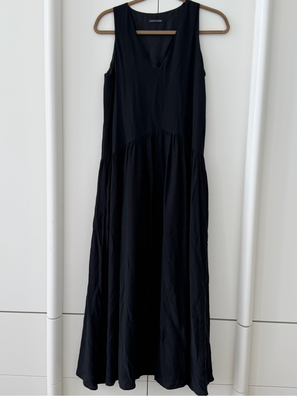 Eileen Fisher Silk Maxi Dress. Black. Size S